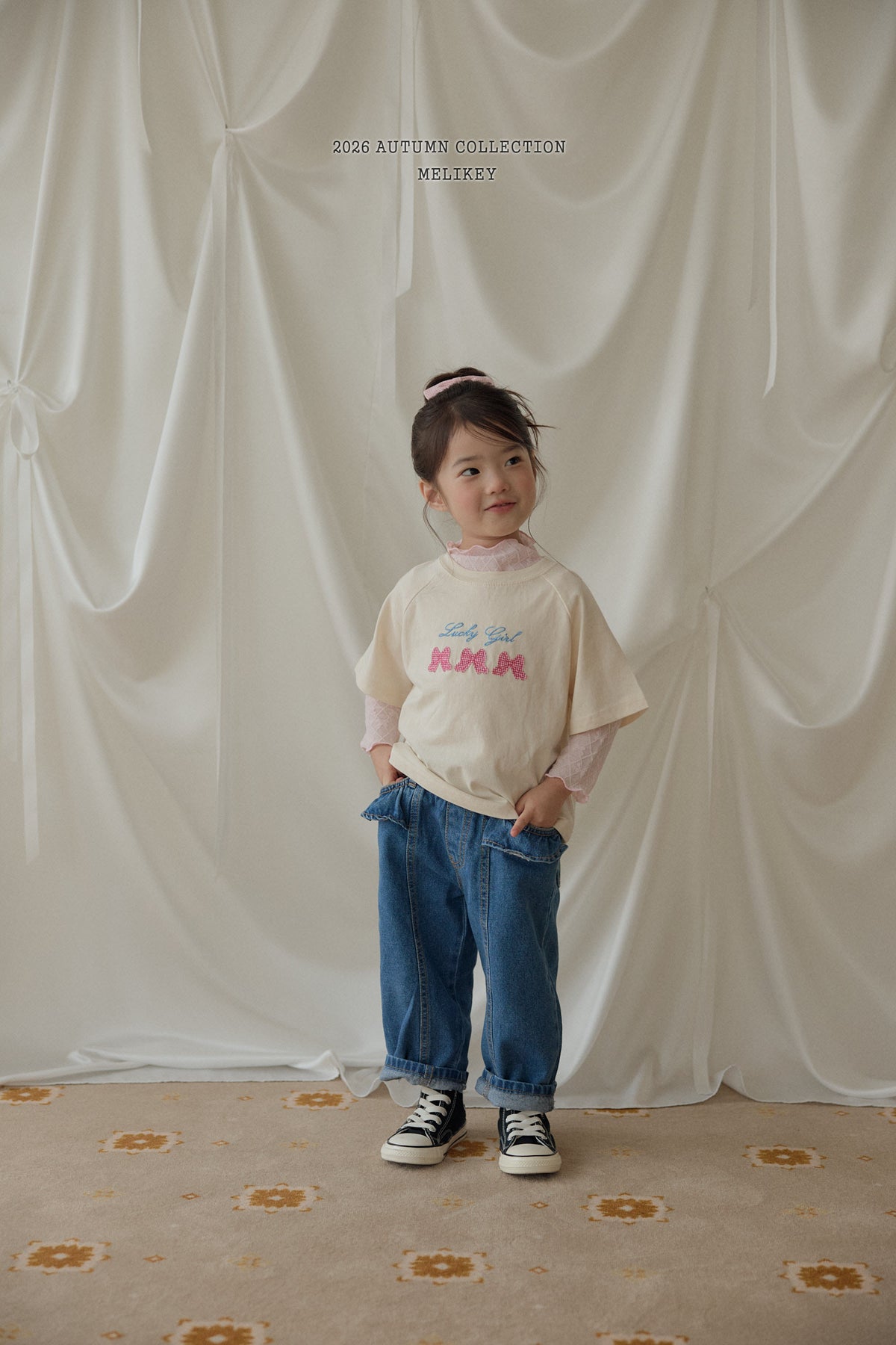 韓國童裝 26秋| ME48 Frill Cut Denim Pants 寬鬆牛仔長褲 (80-140)