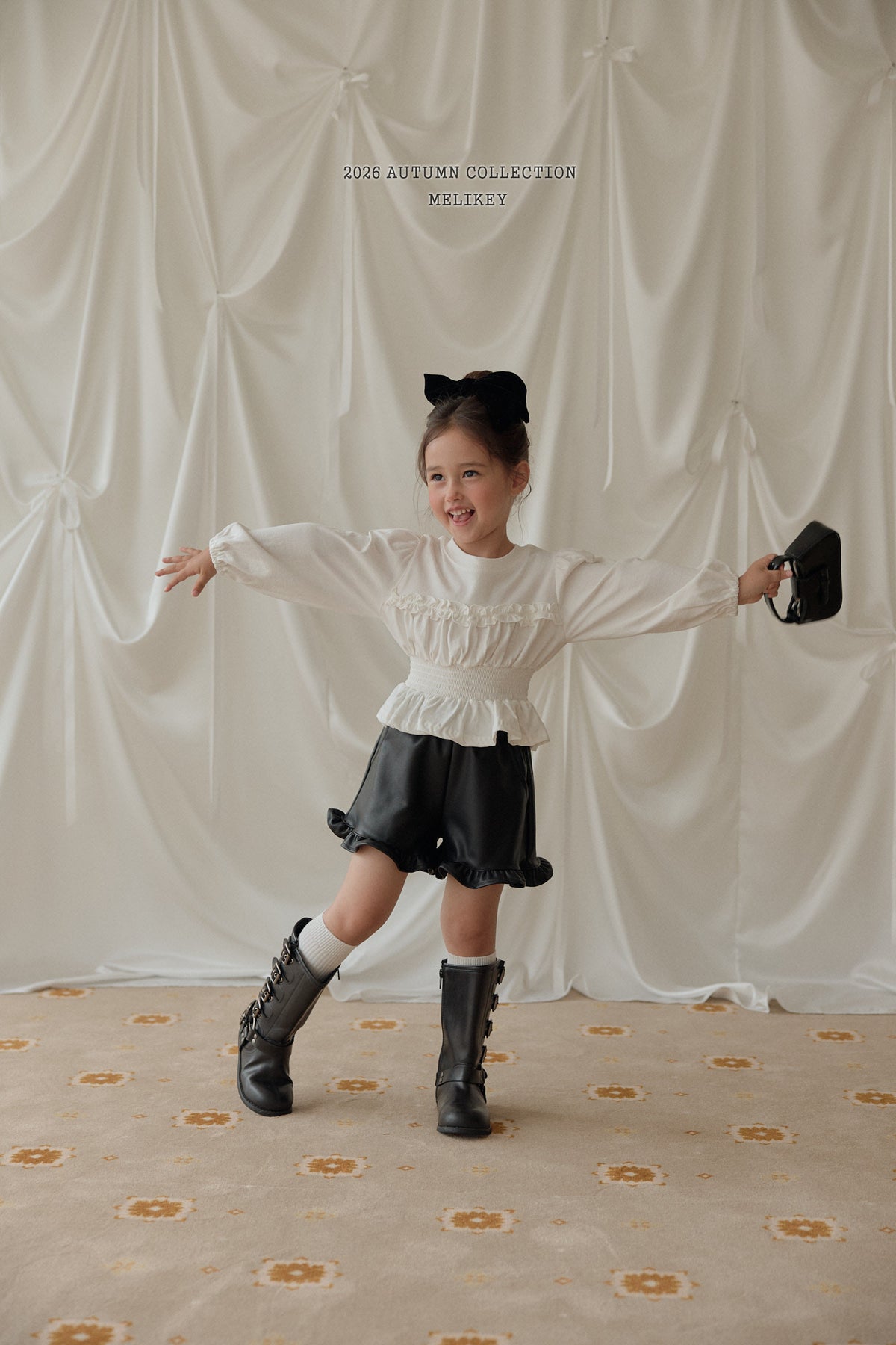 韓國童裝 26秋| ME32 Leather Frill Shorts 皮短褲 (80-140)