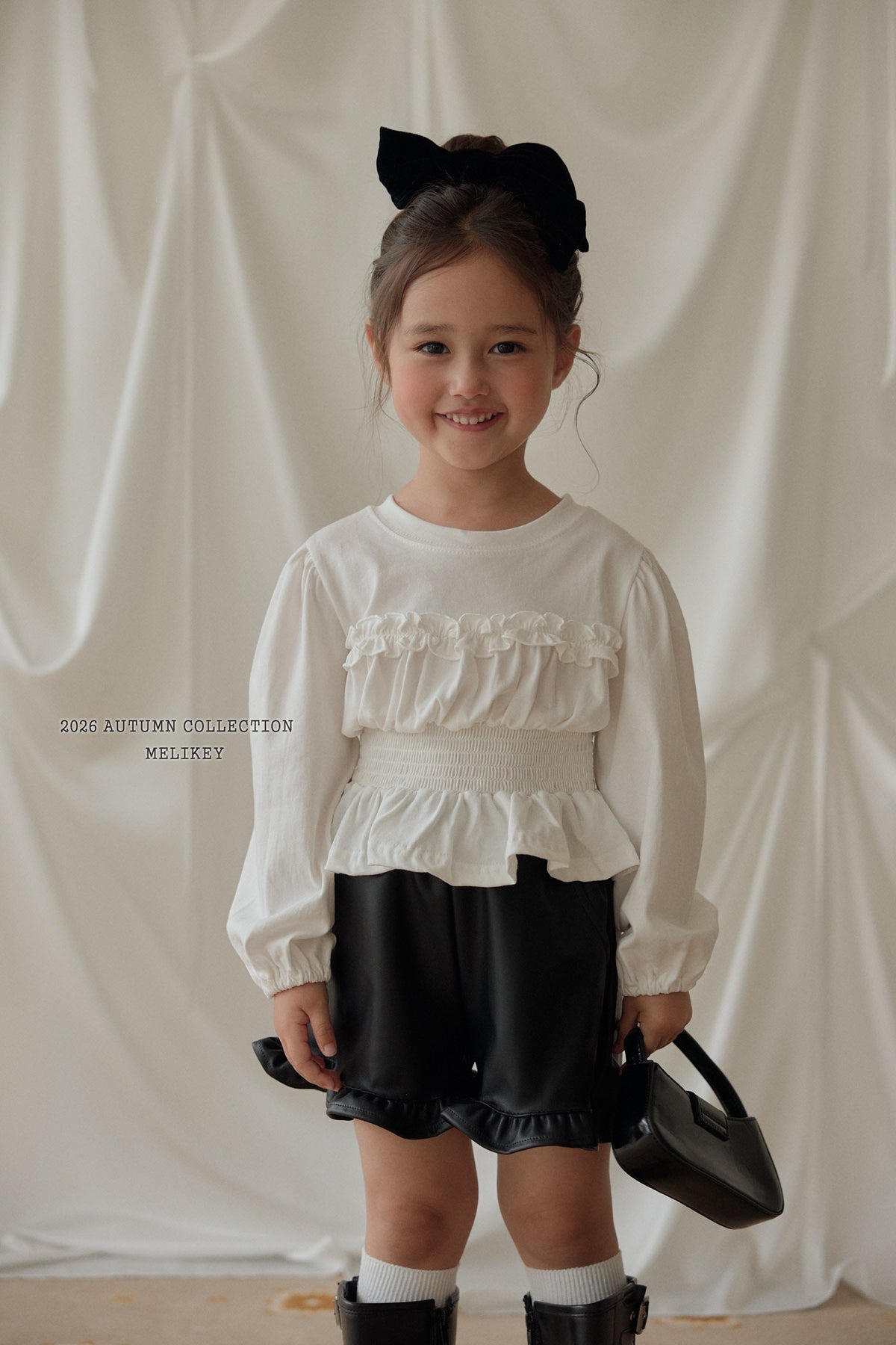 韓國童裝 26秋| ME32 Leather Frill Shorts 皮短褲 (80-140)