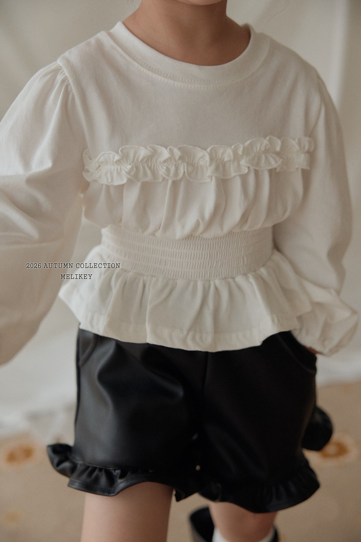 韓國童裝 26秋| ME19 Smock Frill T-shirt 上衣 (80-140)