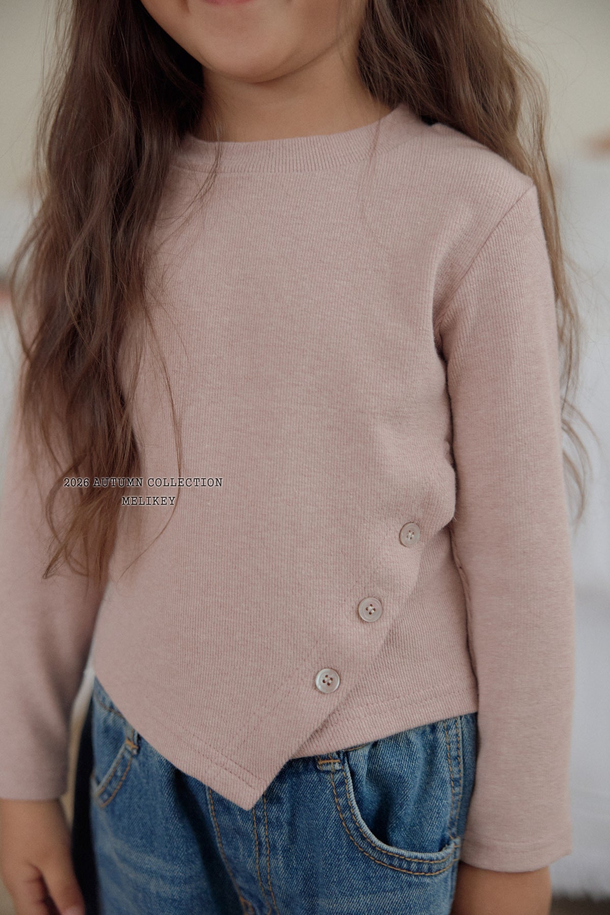 韓國童裝 26秋| ME06 Diagonal Button T-shirt 上衣 (80-140)