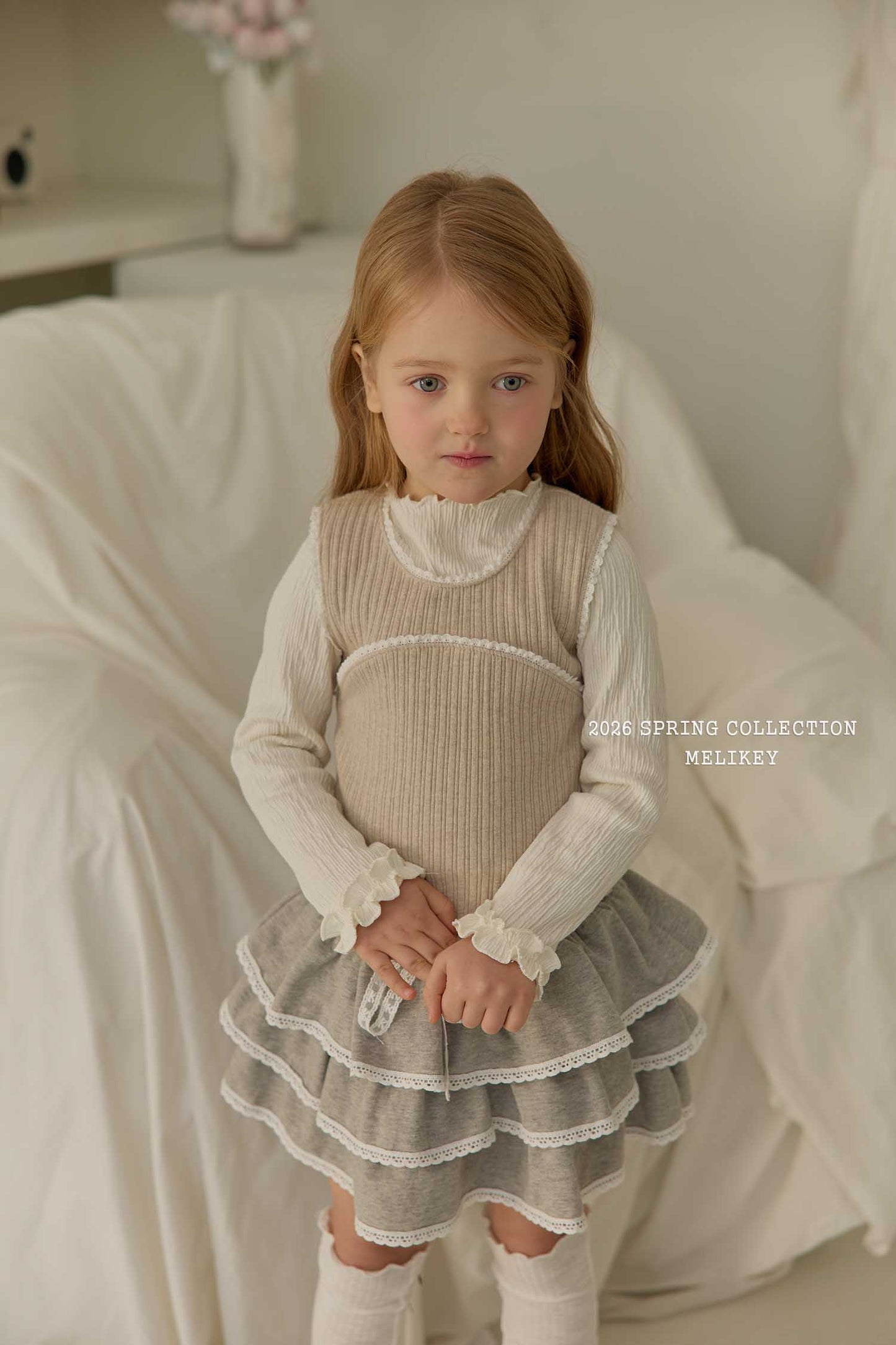 韓國童裝 26春 | ME26120 Rose Frill Tee