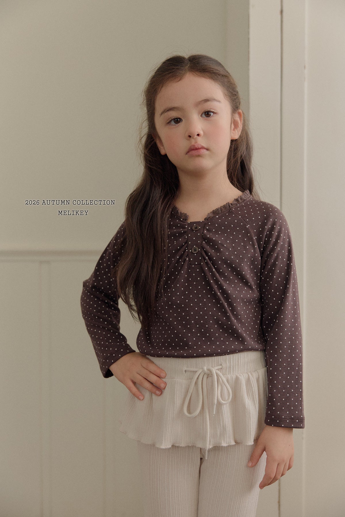 韓國童裝 26秋| ME04 Dot Shirring T-shirt 上衣 (80-140)