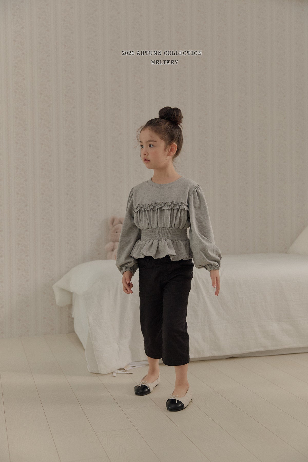 韓國童裝 26秋| ME19 Smock Frill T-shirt 上衣 (80-140)