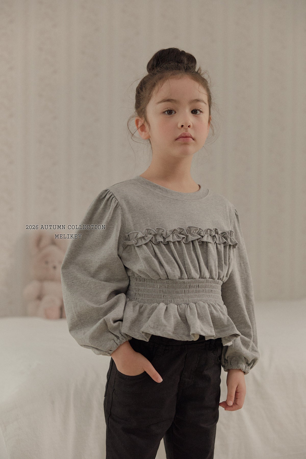 韓國童裝 26秋| ME19 Smock Frill T-shirt 上衣 (80-140)