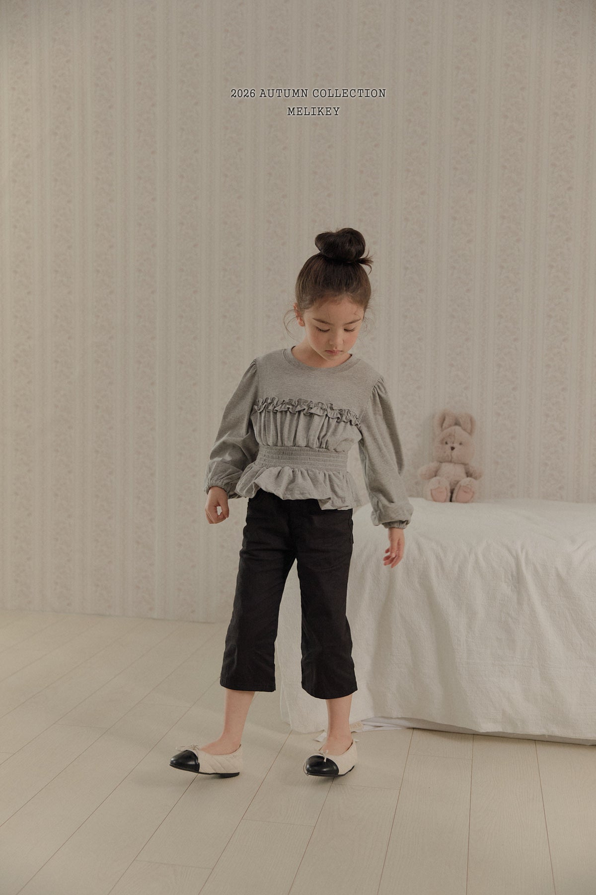 韓國童裝 26秋| ME19 Smock Frill T-shirt 上衣 (80-140)