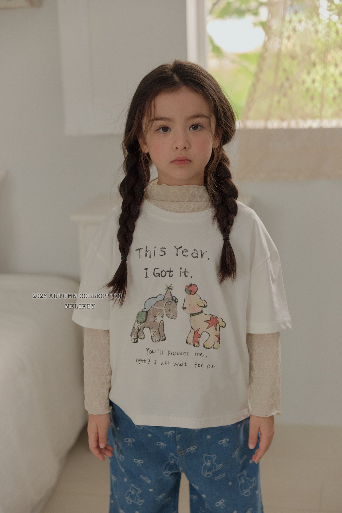 韓國童裝 26秋| ME05 Frill Ribbon Mesh T-shirt 上衣 (80-140)