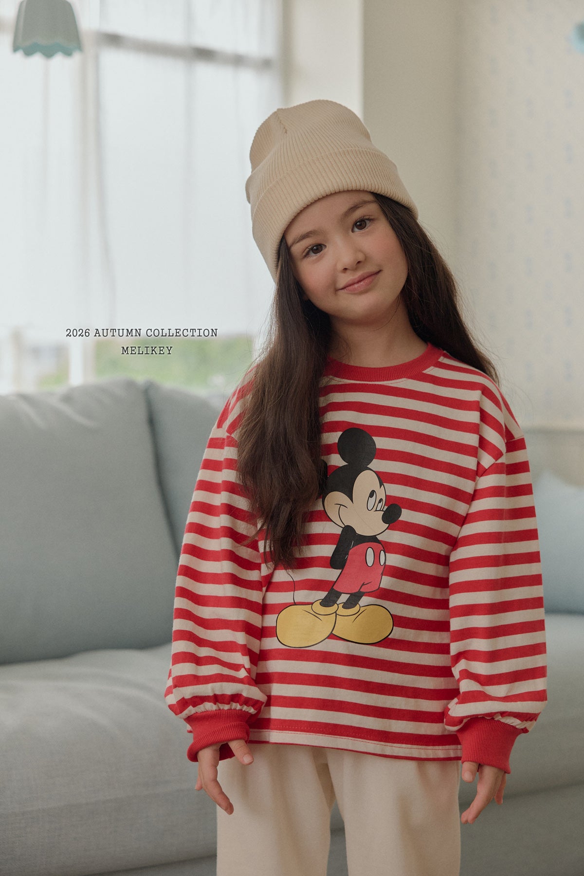 韓國童裝 26秋| ME24 Mickey Ribbed T-shirt 上衣 (80-140)