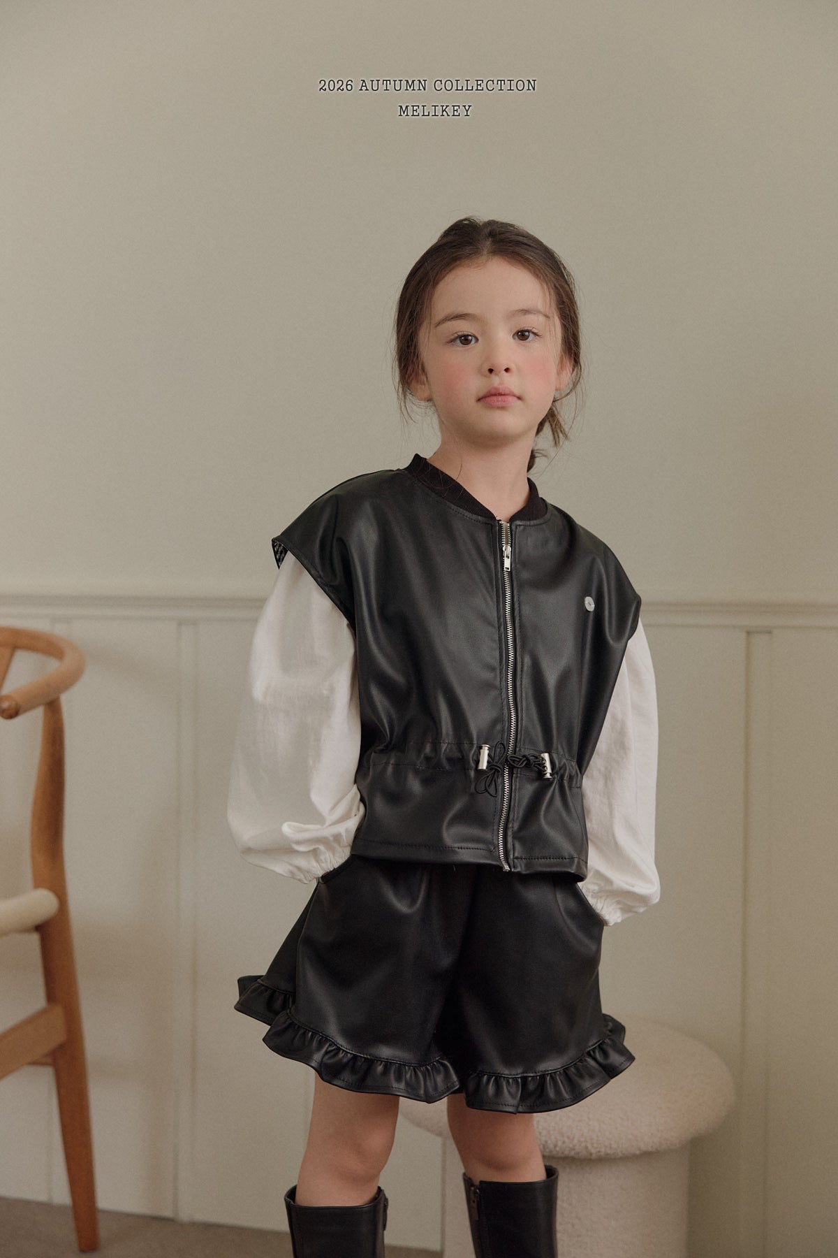 韓國童裝 26秋| ME50 String Leather Vest 皮背心 (80-140)