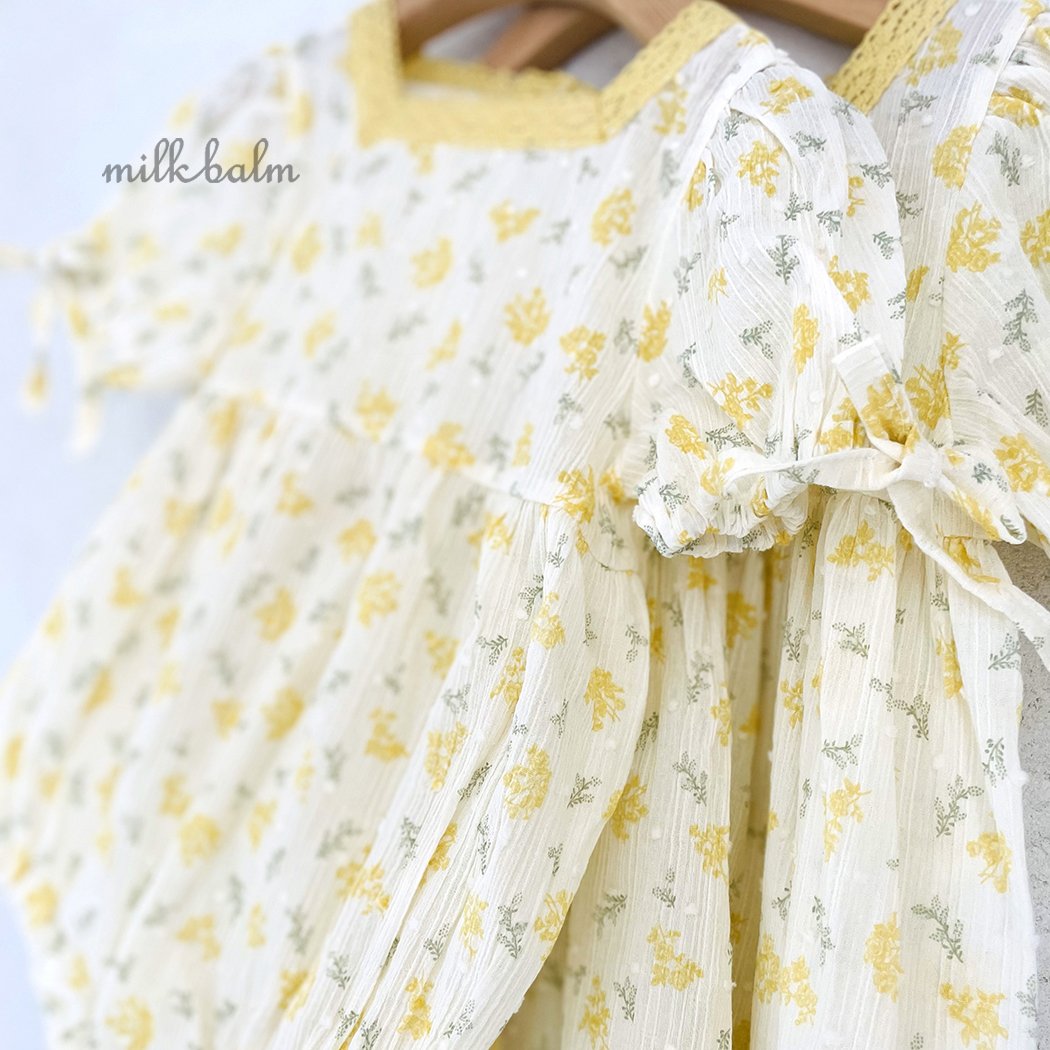(現貨✨) Milkbalm Yellow Floral Ops 黃花花邊連衣裙 (姊妹裝!) - FLO | FLOWERKKOCH 