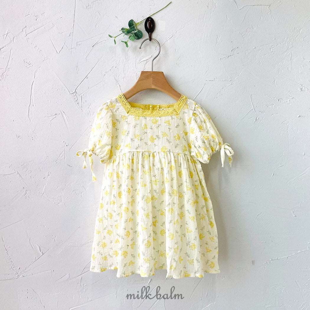 (現貨✨) Milkbalm Yellow Floral Ops 黃花花邊連衣裙 (姊妹裝!) - FLO | FLOWERKKOCH 