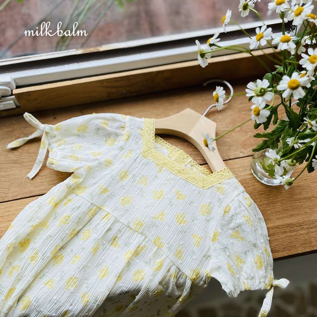 (現貨✨) Milkbalm Yellow Floral Ops 黃花花邊連衣裙 (姊妹裝!) - FLO | FLOWERKKOCH 