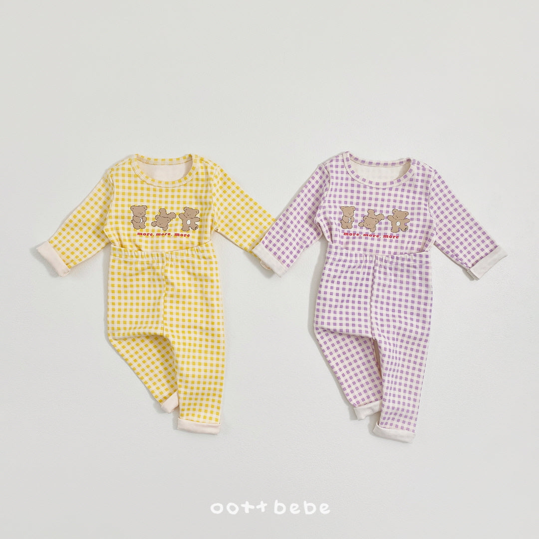 現貨▷ 韓國童裝 Oottbebe Check Bear Top and Bottom Set