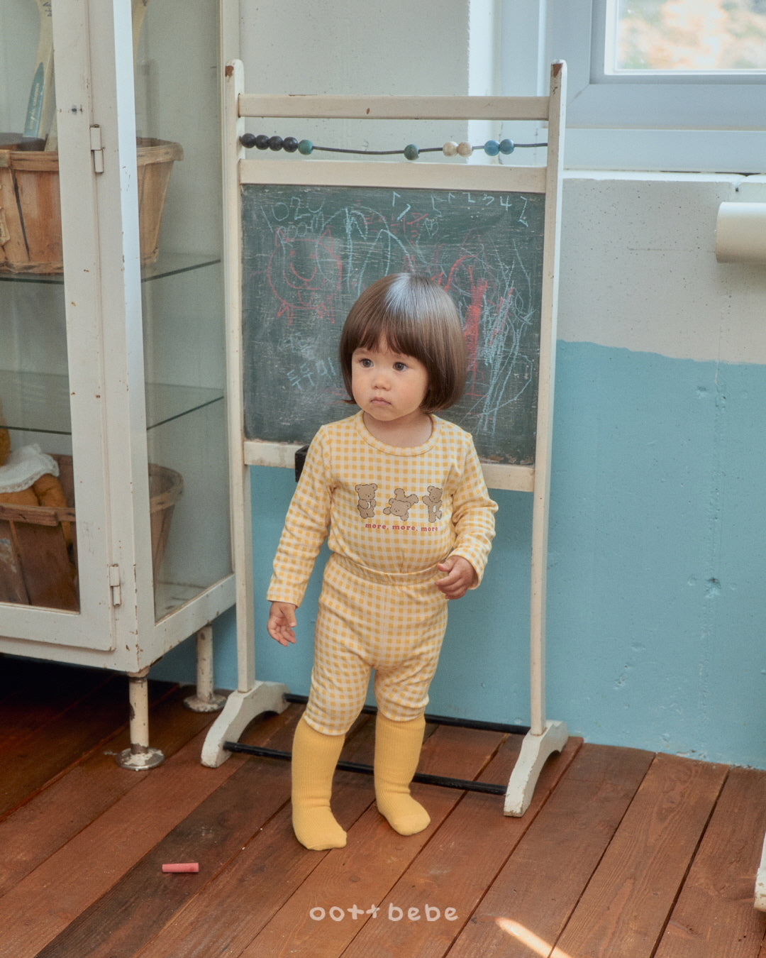 現貨▷ 韓國童裝 Oottbebe Check Bear Top and Bottom Set