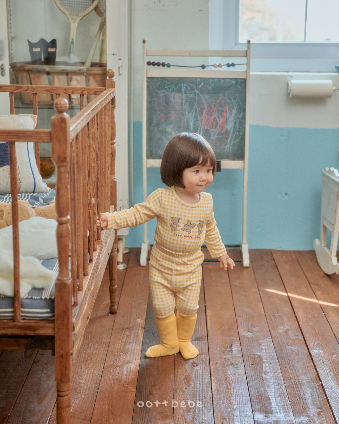 現貨▷ 韓國童裝 Oottbebe Check Bear Top and Bottom Set