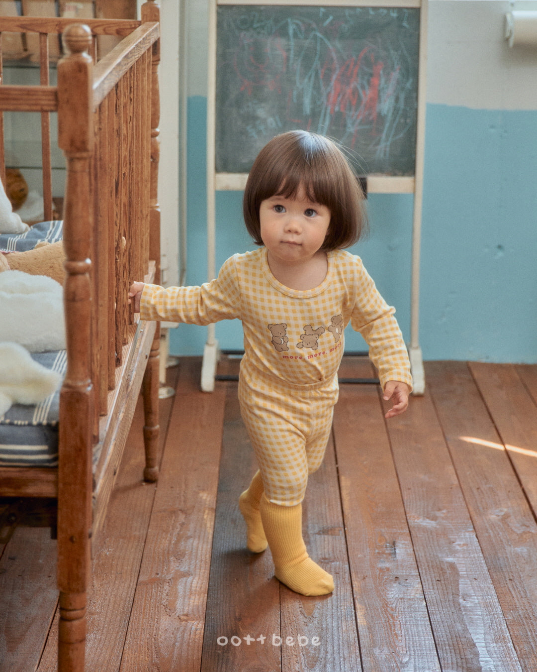 現貨▷ 韓國童裝 Oottbebe Check Bear Top and Bottom Set