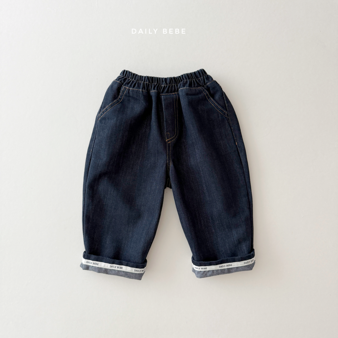 韓國童裝 26秋| DD43 Roll-up Raw Denim 牛仔褲