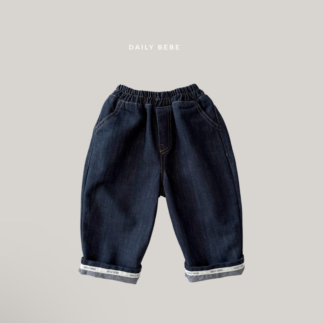 韓國童裝 26秋| DD43 Roll-up Raw Denim 牛仔褲