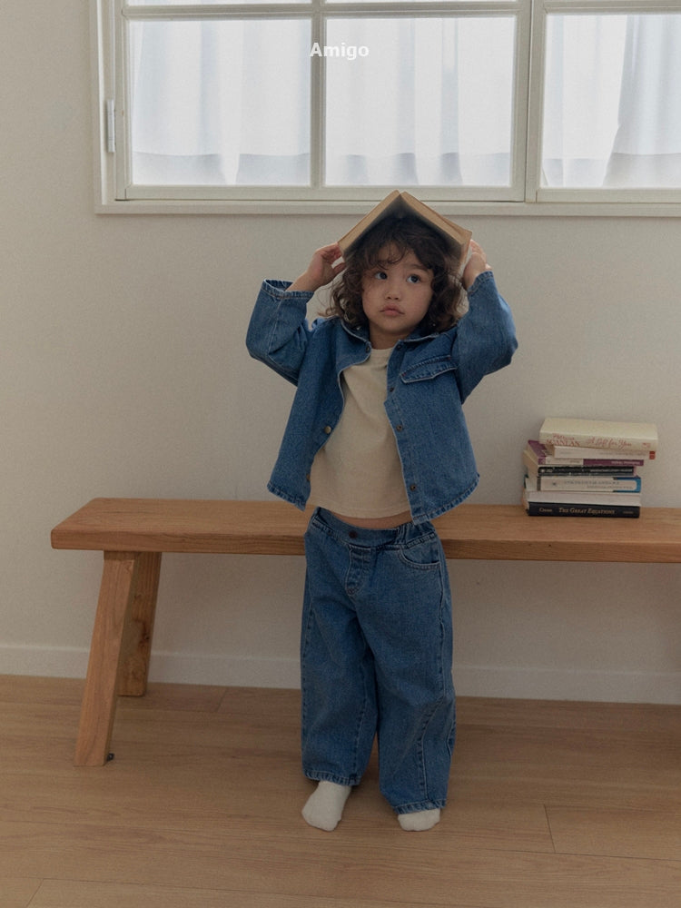 韓國童裝 26秋| AM35 Curve Denim Pants 牛仔褲 (80-120)