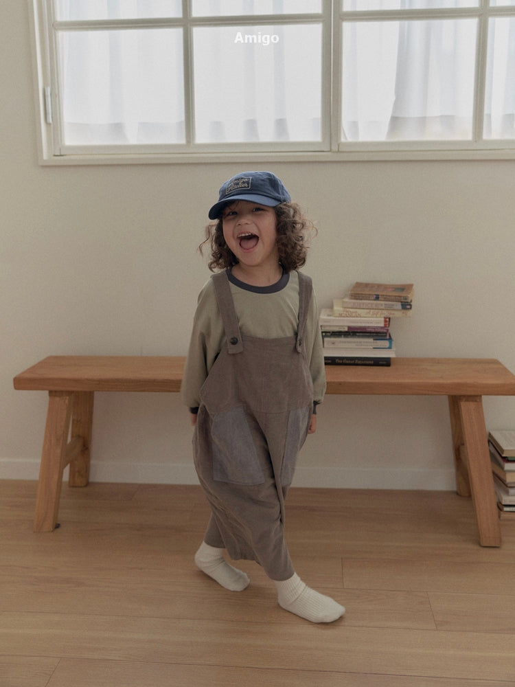 韓國童裝 26秋| AM41 Corduroy Block Overalls 吊帶褲 (80-120)