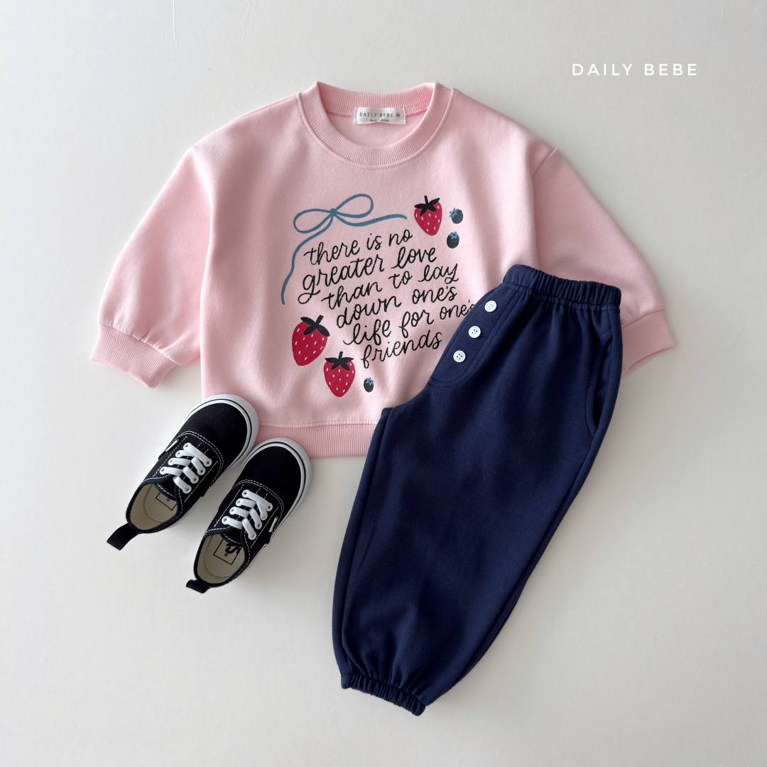 韓國童裝 26秋| DD22 Strawberry Ribbon Sweatshirt 衛衣