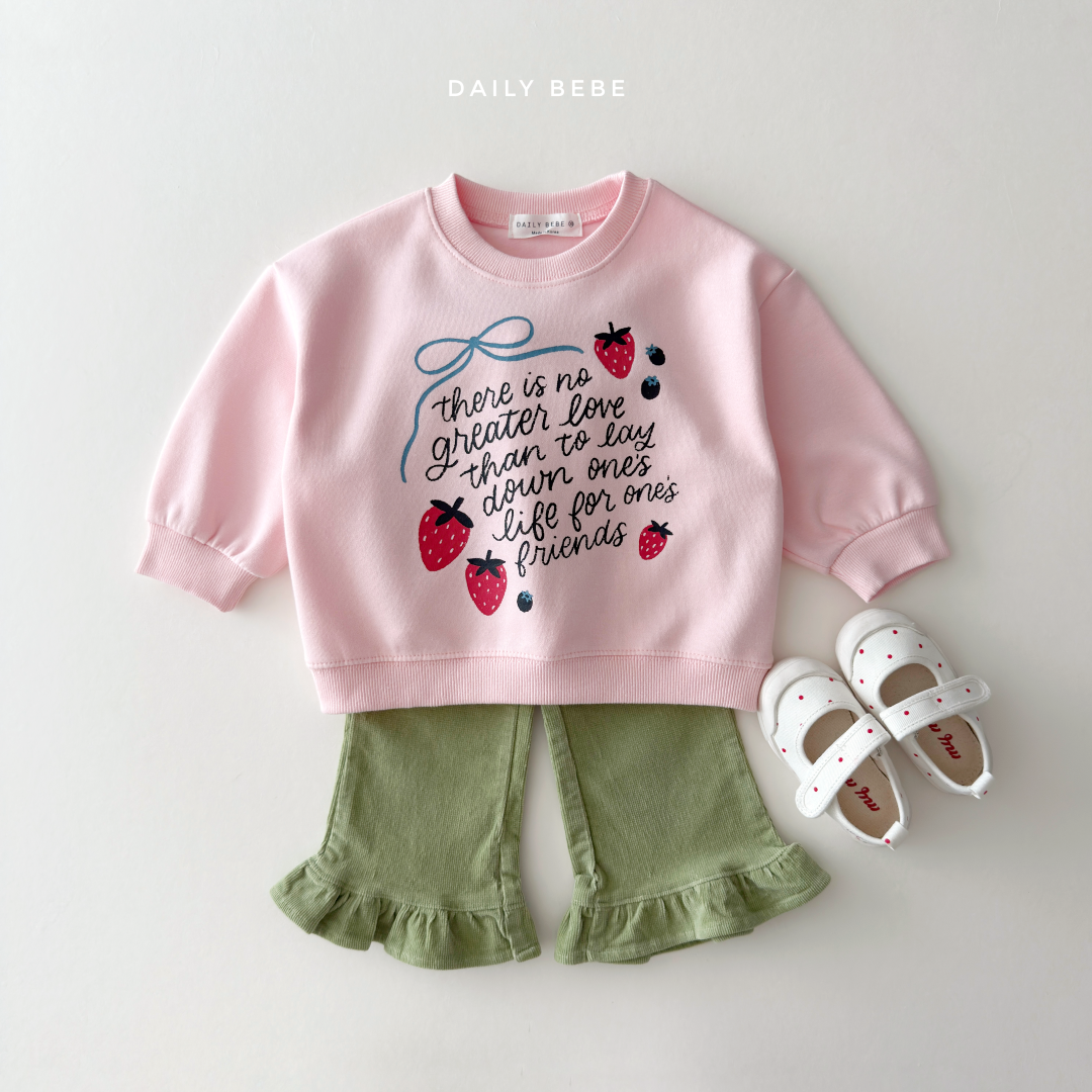 韓國童裝 26秋| DD22 Strawberry Ribbon Sweatshirt 衛衣