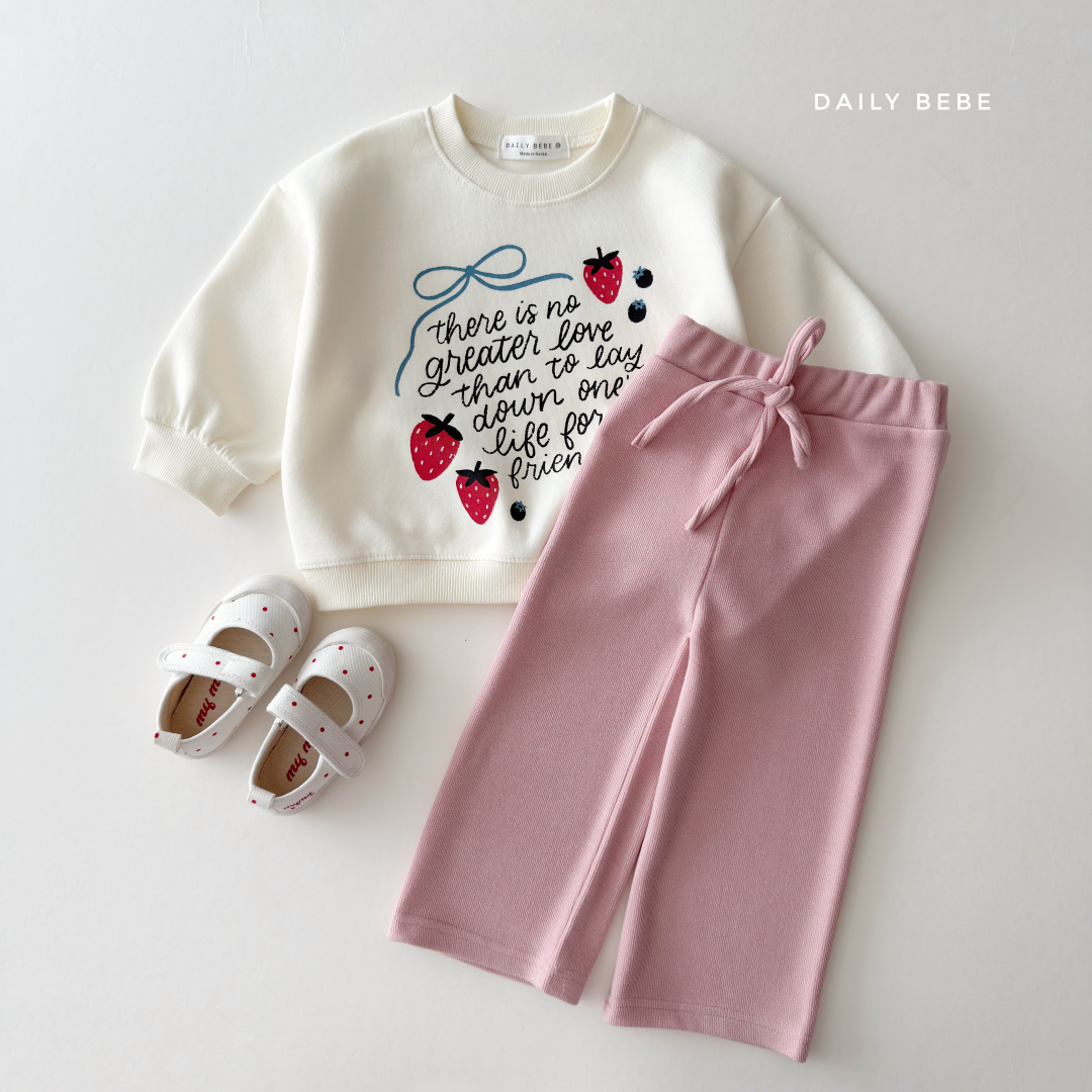 韓國童裝 26秋| DD22 Strawberry Ribbon Sweatshirt 衛衣