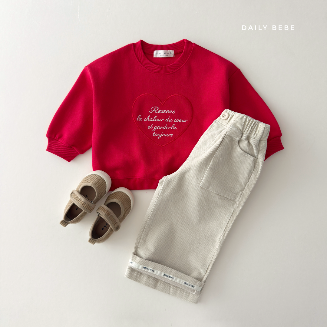 韓國童裝 26秋| DD19 Heart Embroidery Sweatshirt 衛衣