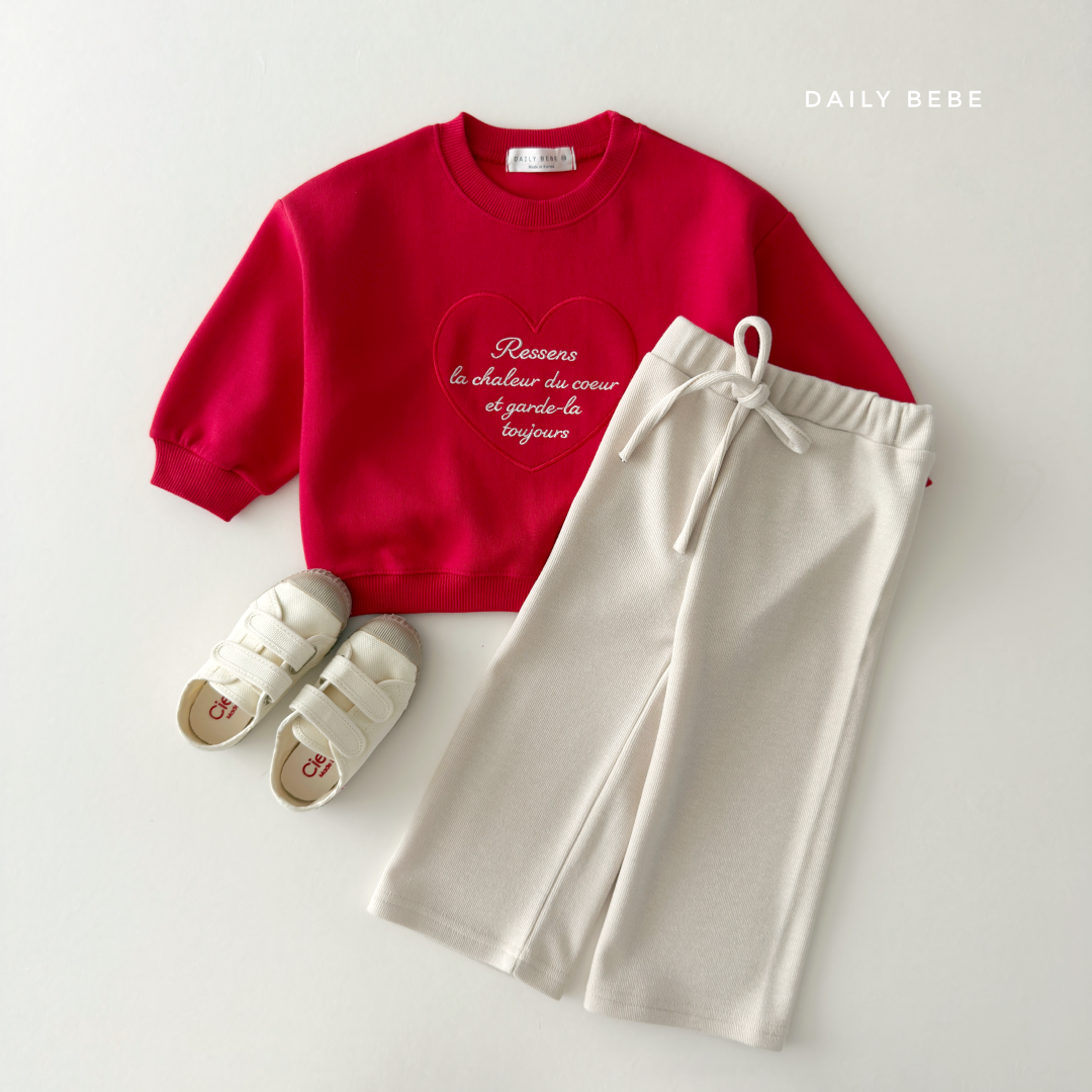 韓國童裝 26秋| DD19 Heart Embroidery Sweatshirt 衛衣