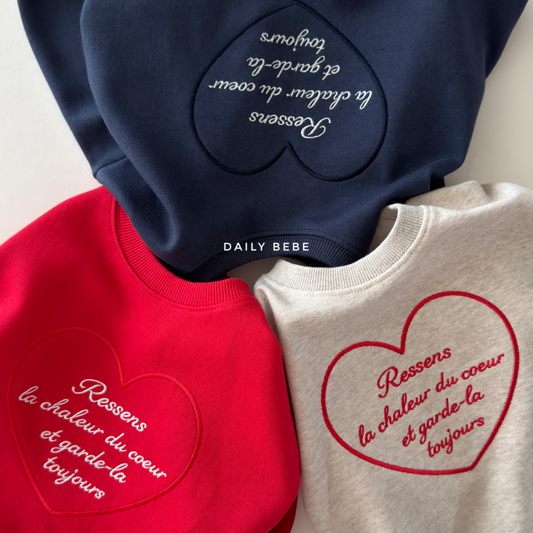 韓國童裝 26秋| DD19 Heart Embroidery Sweatshirt 衛衣