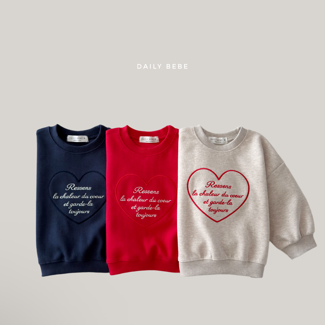 韓國童裝 26秋| DD19 Heart Embroidery Sweatshirt 衛衣