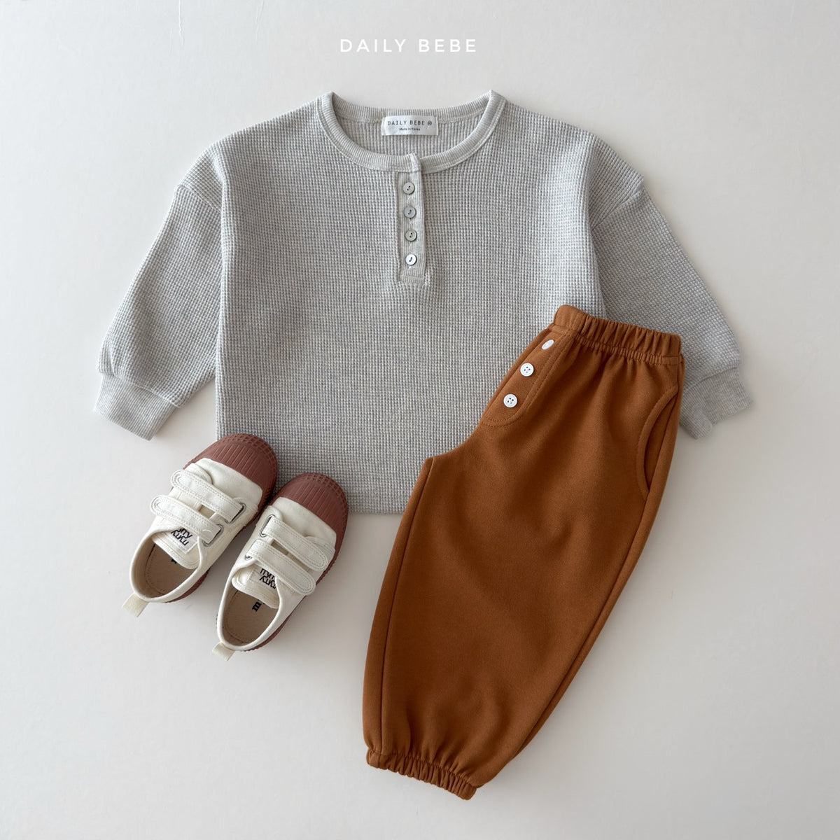 韓國童裝 26秋| DD32 Waffle Henley Tee 上衣