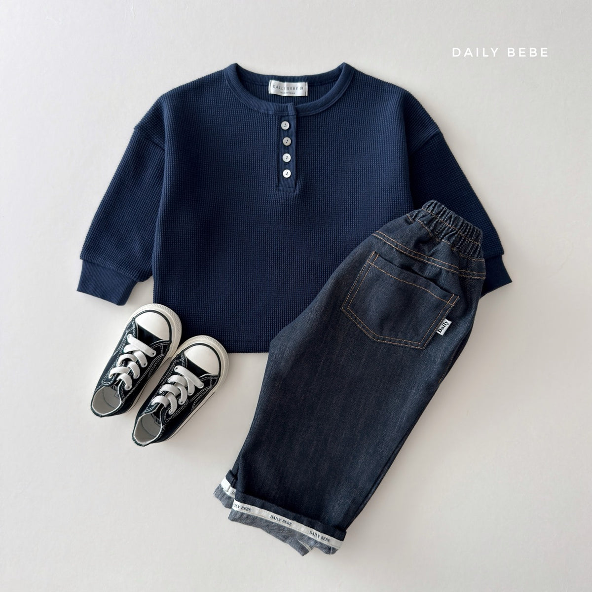 韓國童裝 26秋| DD32 Waffle Henley Tee 上衣