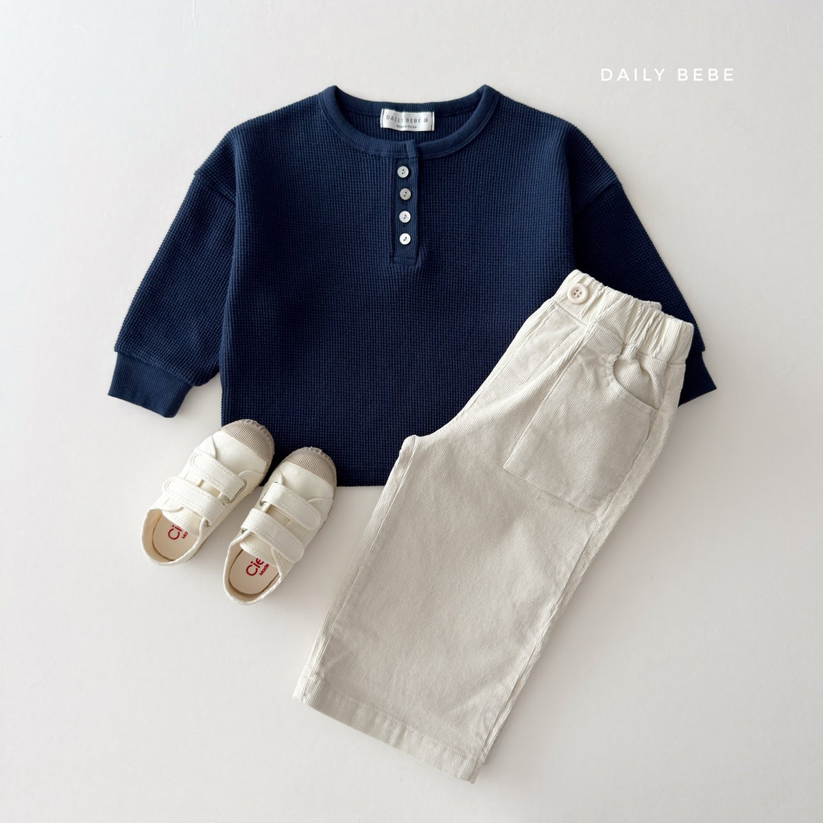 韓國童裝 26秋| DD32 Waffle Henley Tee 上衣