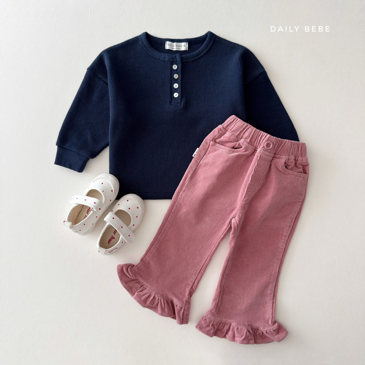韓國童裝 26秋| DD32 Waffle Henley Tee 上衣