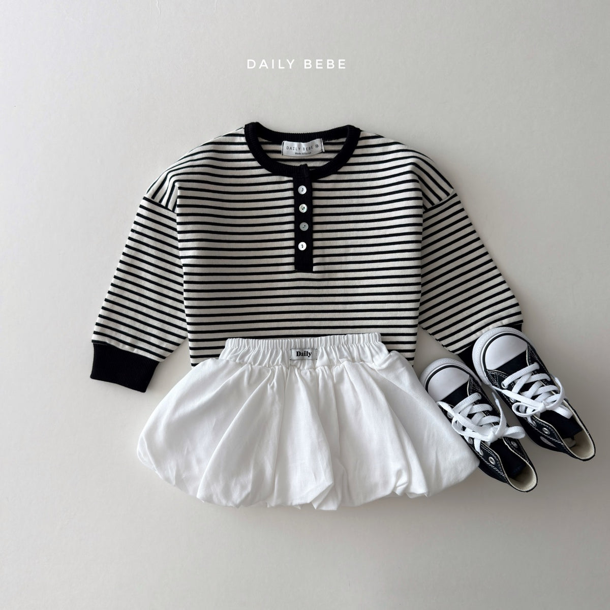 韓國童裝 26秋| DD33 Stripe Henley Tee 上衣