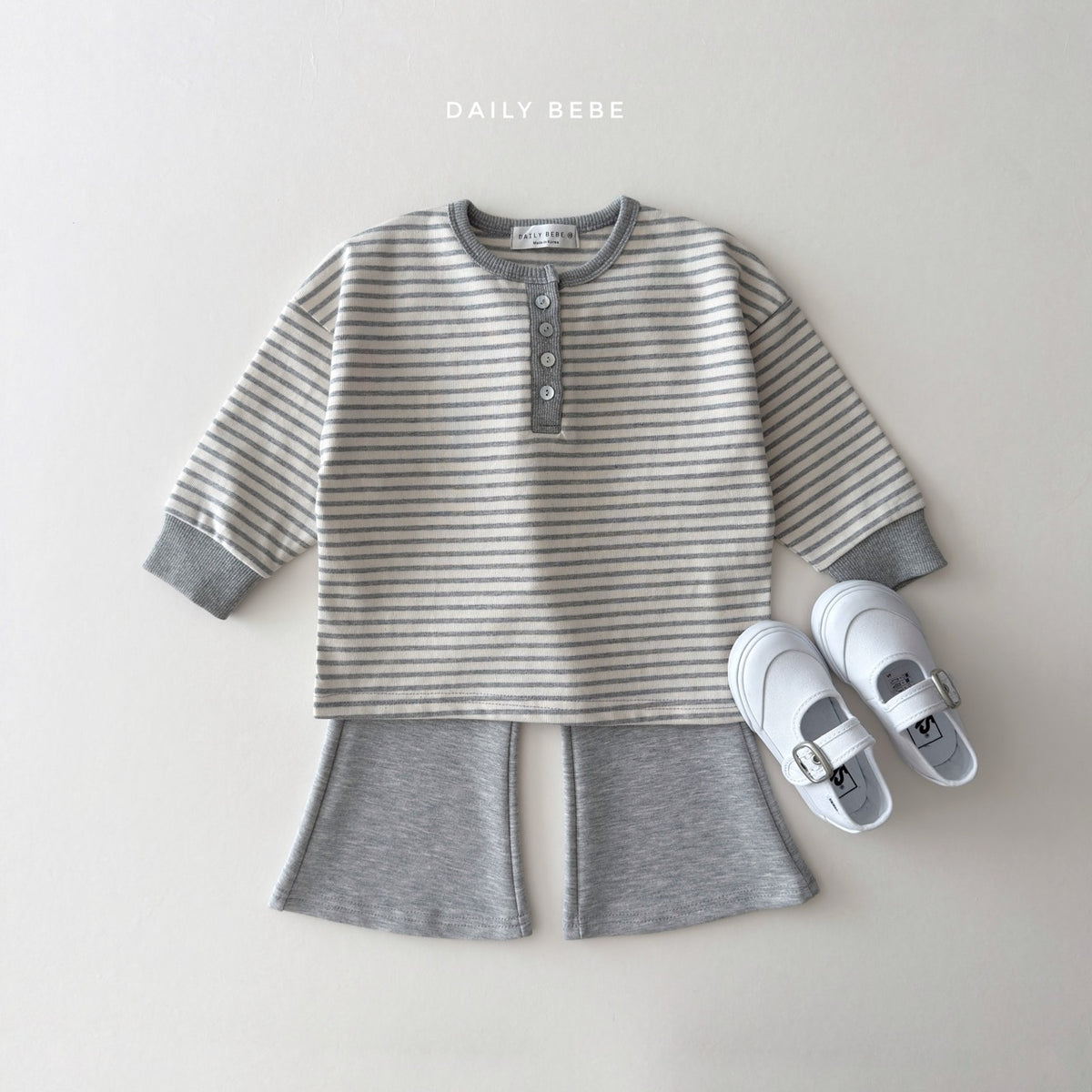 韓國童裝 26秋| DD33 Stripe Henley Tee 上衣