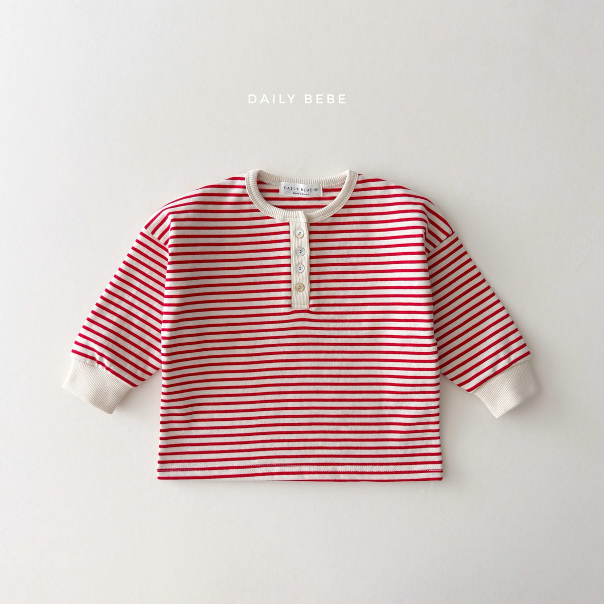 韓國童裝 26秋| DD33 Stripe Henley Tee 上衣