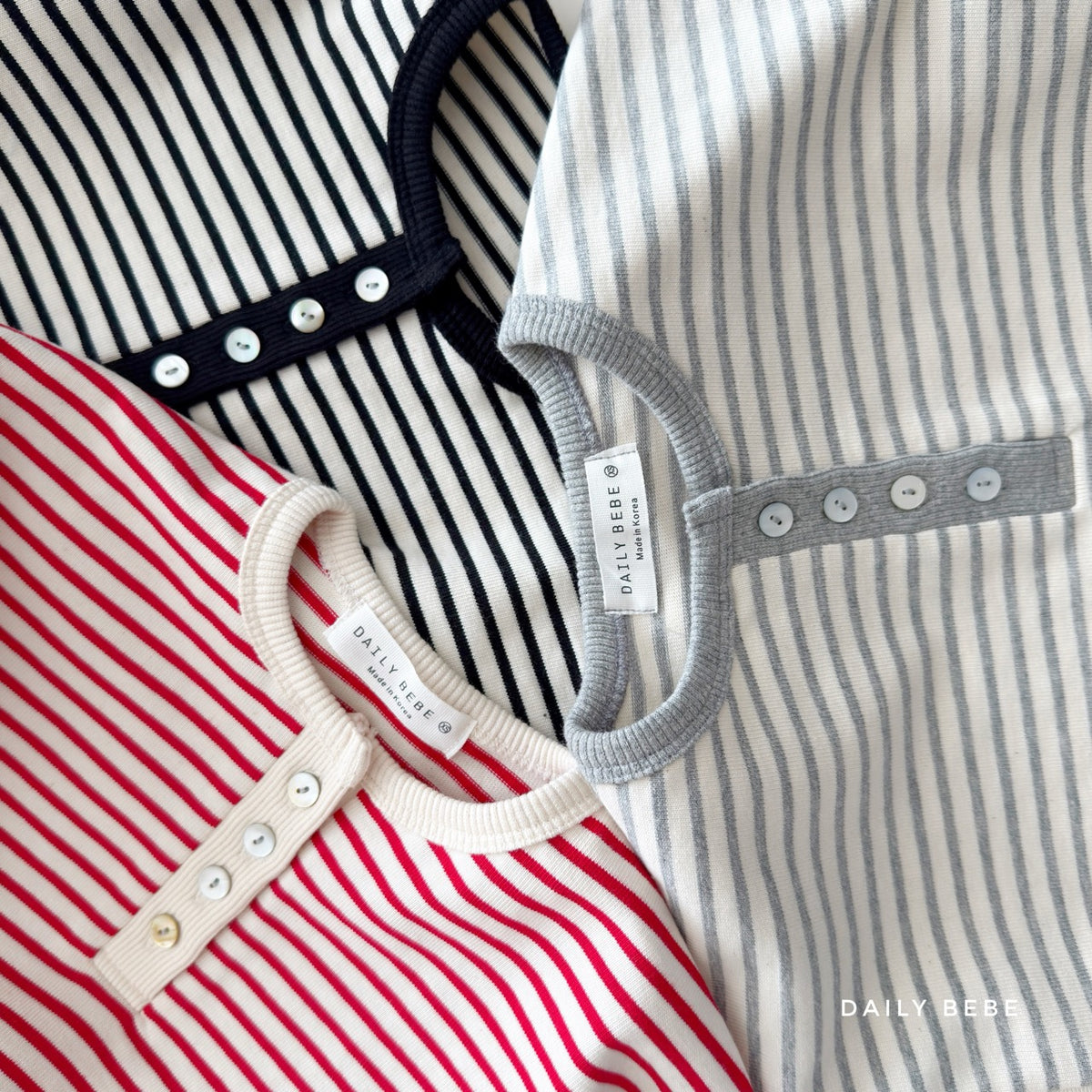 韓國童裝 26秋| DD33 Stripe Henley Tee 上衣