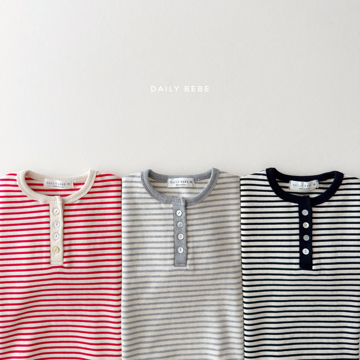 韓國童裝 26秋| DD33 Stripe Henley Tee 上衣