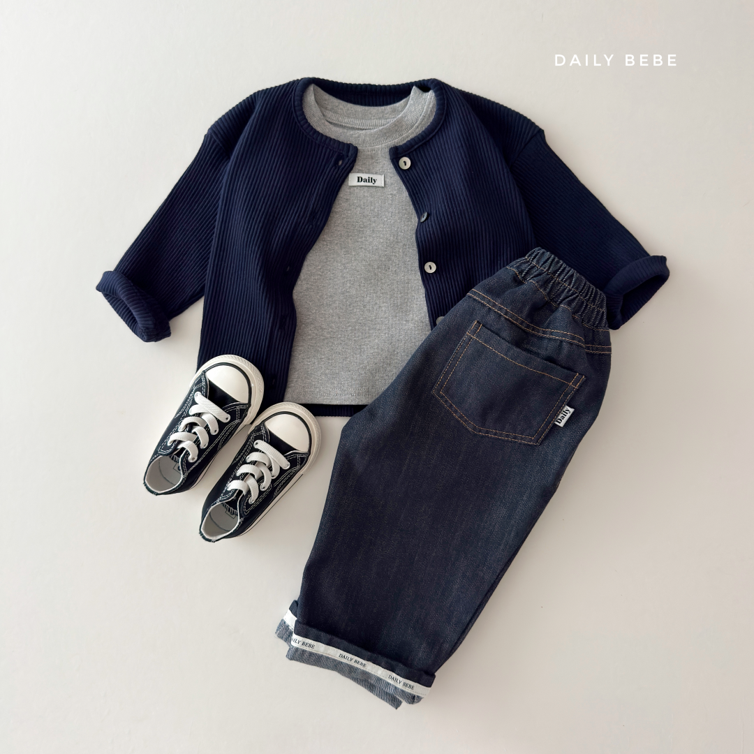 韓國童裝 26秋| DD43 Roll-up Raw Denim 牛仔褲