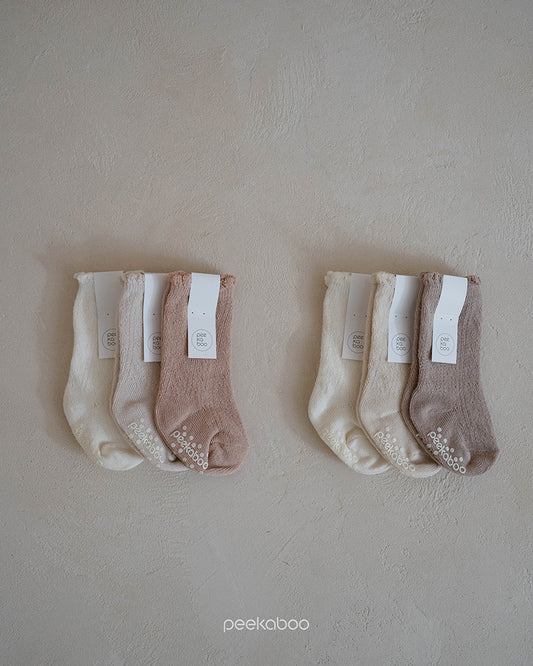 PEEKABOO 韓國正品 | PP25211 Flower Knee Socks Set of 3