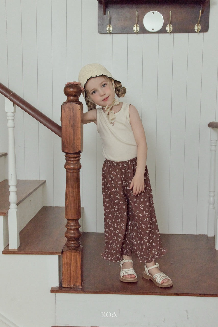 韓國童裝 26夏| RO23 Ribbon Embroidery Sleeveless T-shirt (90-120cm)