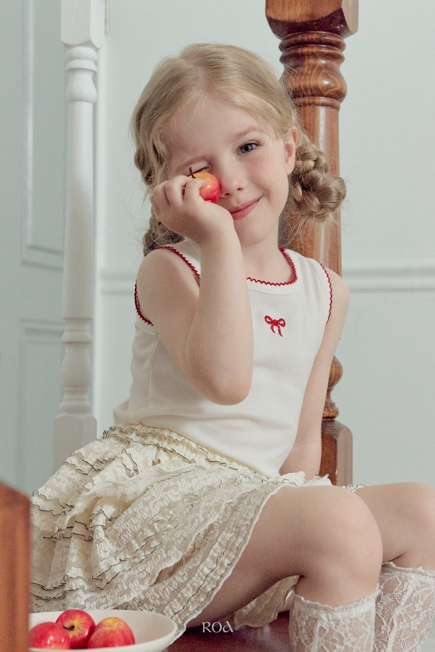 韓國童裝 26夏| RO23 Ribbon Embroidery Sleeveless T-shirt (90-120cm)