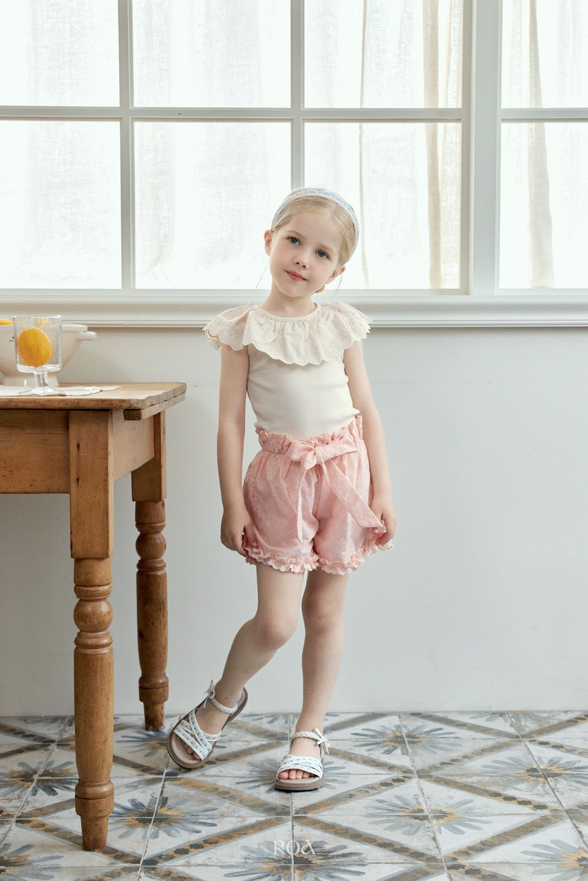 韓國童裝 26夏| RO29 Rosy Ribbon Pants (90-120cm)