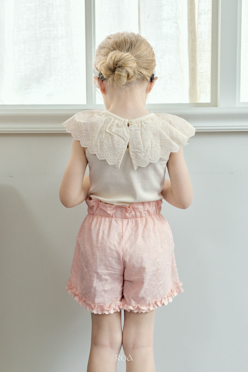 韓國童裝 26夏| RO25 Vanilla Lace Sleeveless T-shirt (90-120cm)