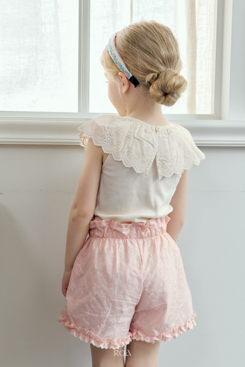 韓國童裝 26夏| RO25 Vanilla Lace Sleeveless T-shirt (90-120cm)