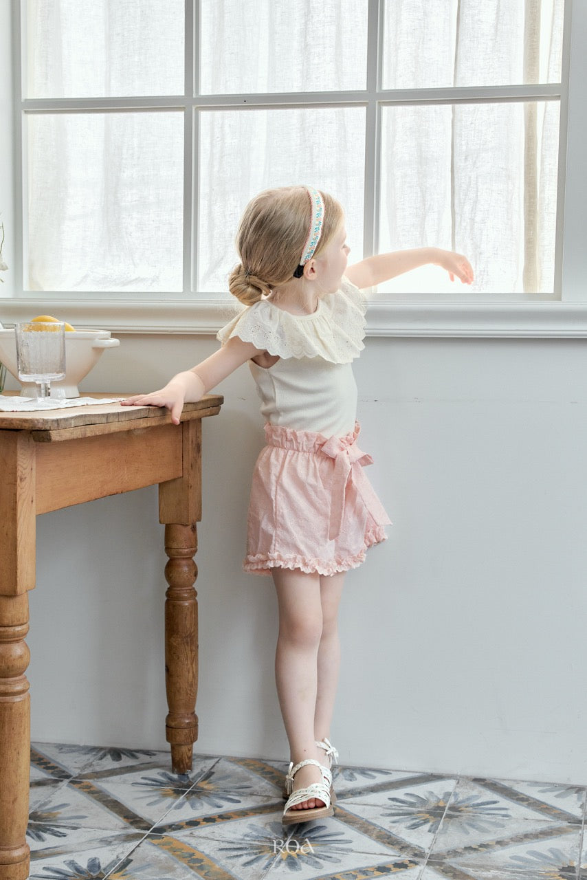 韓國童裝 26夏| RO29 Rosy Ribbon Pants (90-120cm)
