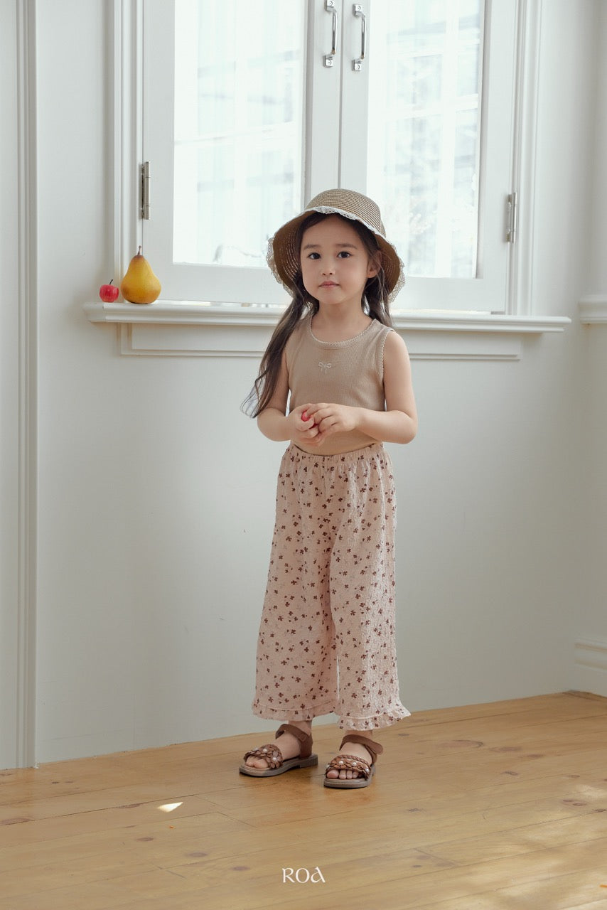 韓國童裝 26夏| RO23 Ribbon Embroidery Sleeveless T-shirt (90-120cm)