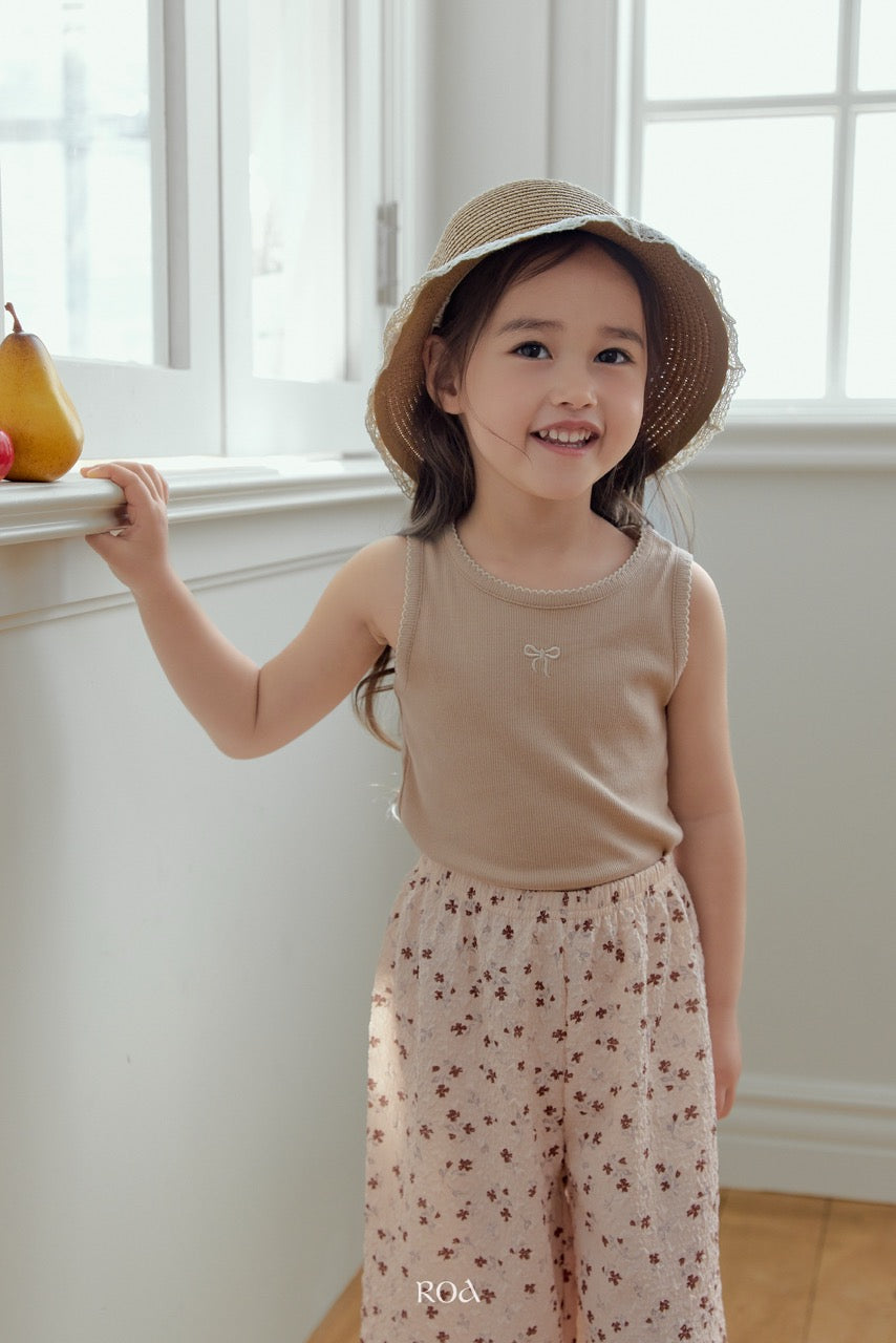 韓國童裝 26夏| RO23 Ribbon Embroidery Sleeveless T-shirt (90-120cm)
